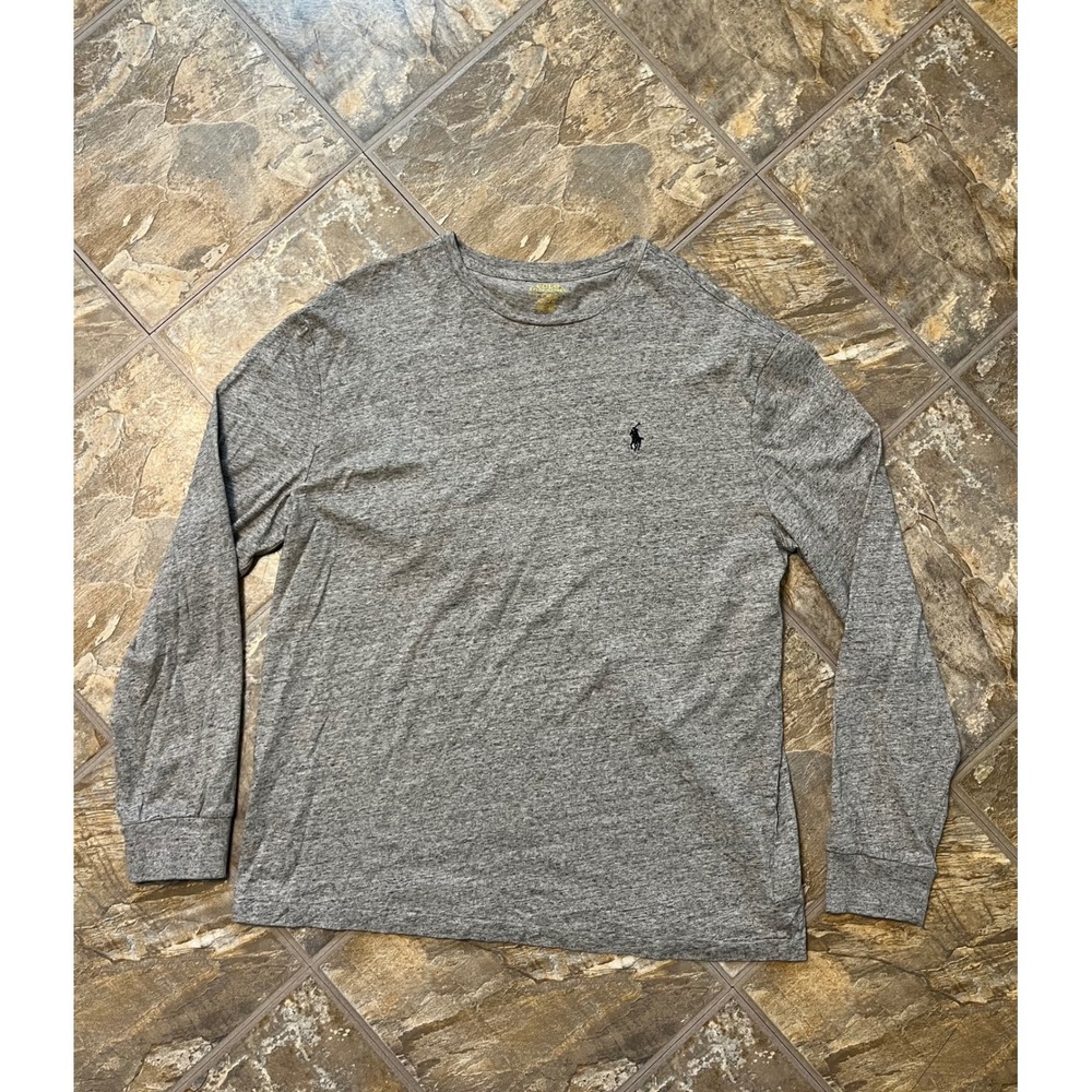 Polo Ralph Lauren Long Sleeve T-Shirt Mens L Grey Classic Fit Cotton